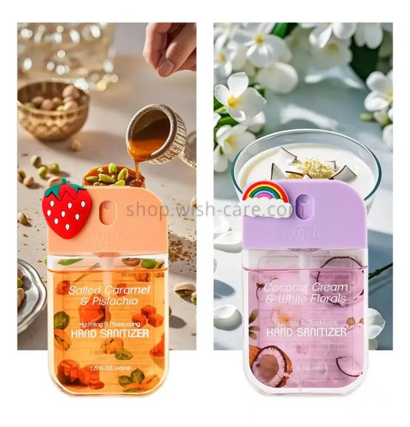 Wish Diy Charm Hand Sanitizer Spary Travel Size Spray 2-Pack Gift Box 1.5 FL OZ (45ML) Each, Dragonfruit, Coconut Cream, Golden Citrus,Cucumber,Sweet Guava Hydrating and Moisturizing, (3) - Image 2